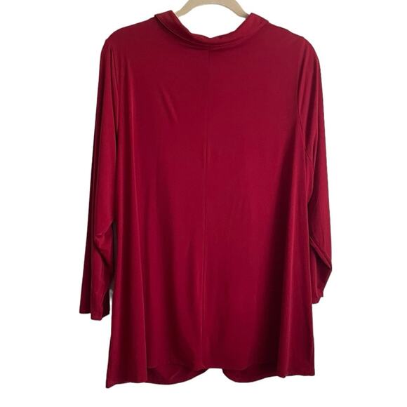 Torrid Women Tunic Top 6X Red Ruched Button Front Long Sleeve Workwear Office - Picture 3 of 11